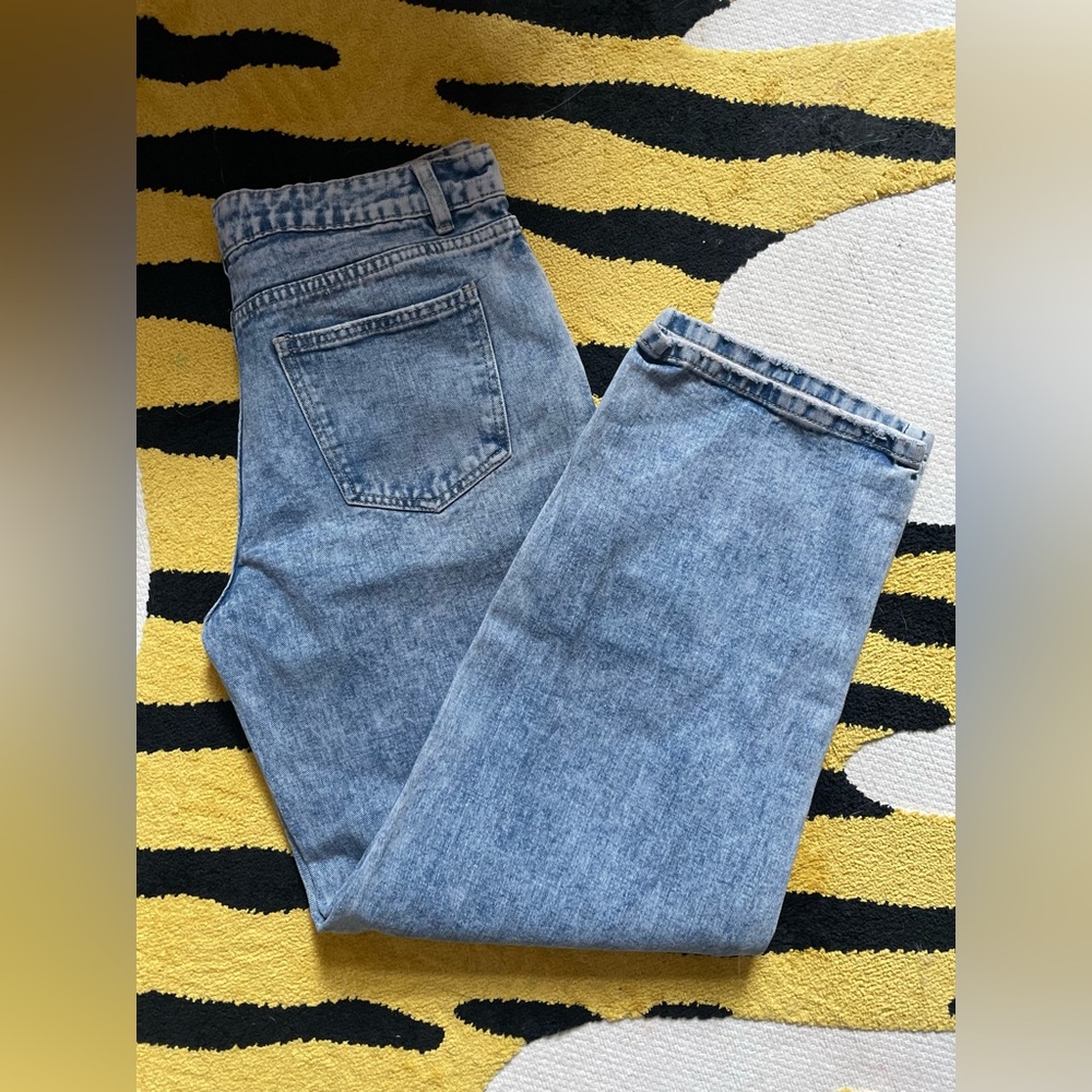 Straight leg acid wash jeans